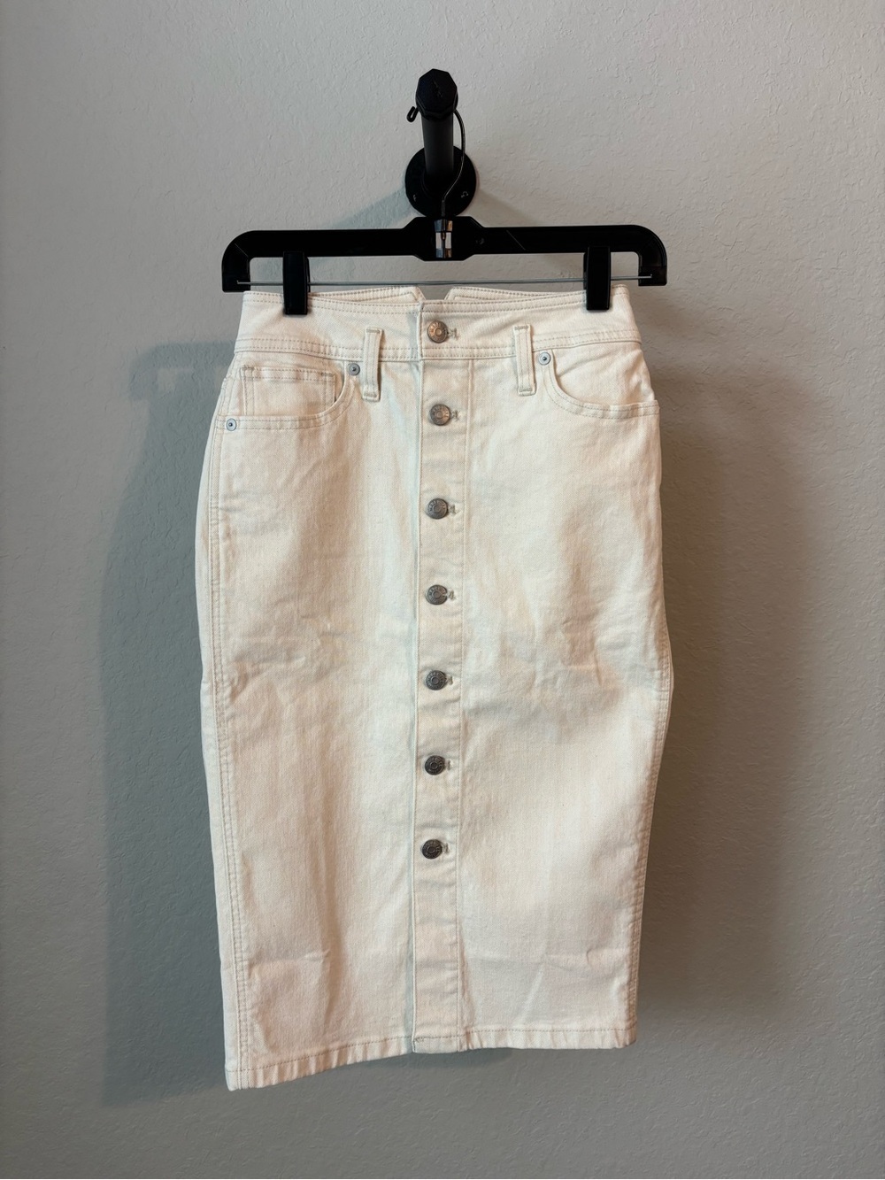 Madewell Western Edition Vintage Canvas Ecru Denim Midi Skirt Size 23 - Picture 5 of 11